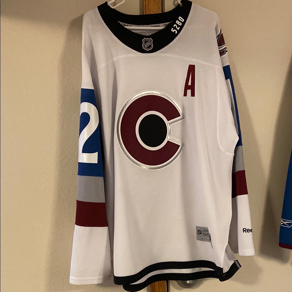 Reebok White Hockey Jersey with Red and Blue Accents Colorado Avalanche